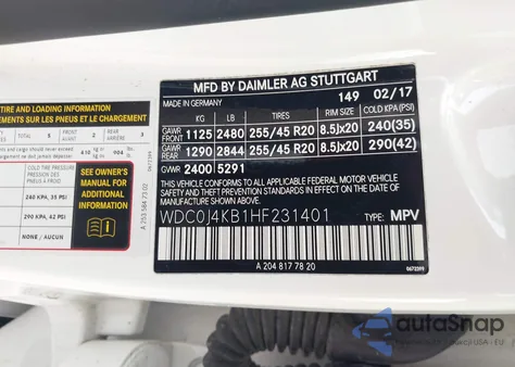 2017 Mercedes-Benz Glc 300 Coupe 4Matic z USA, uszkodzony, nr VIN WDC0J4KB1HF231401